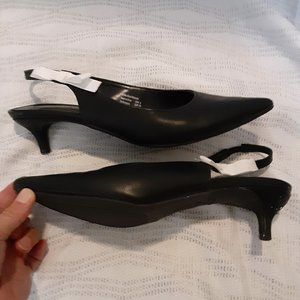 Christian Siriano kitten heel sling back pumps.
